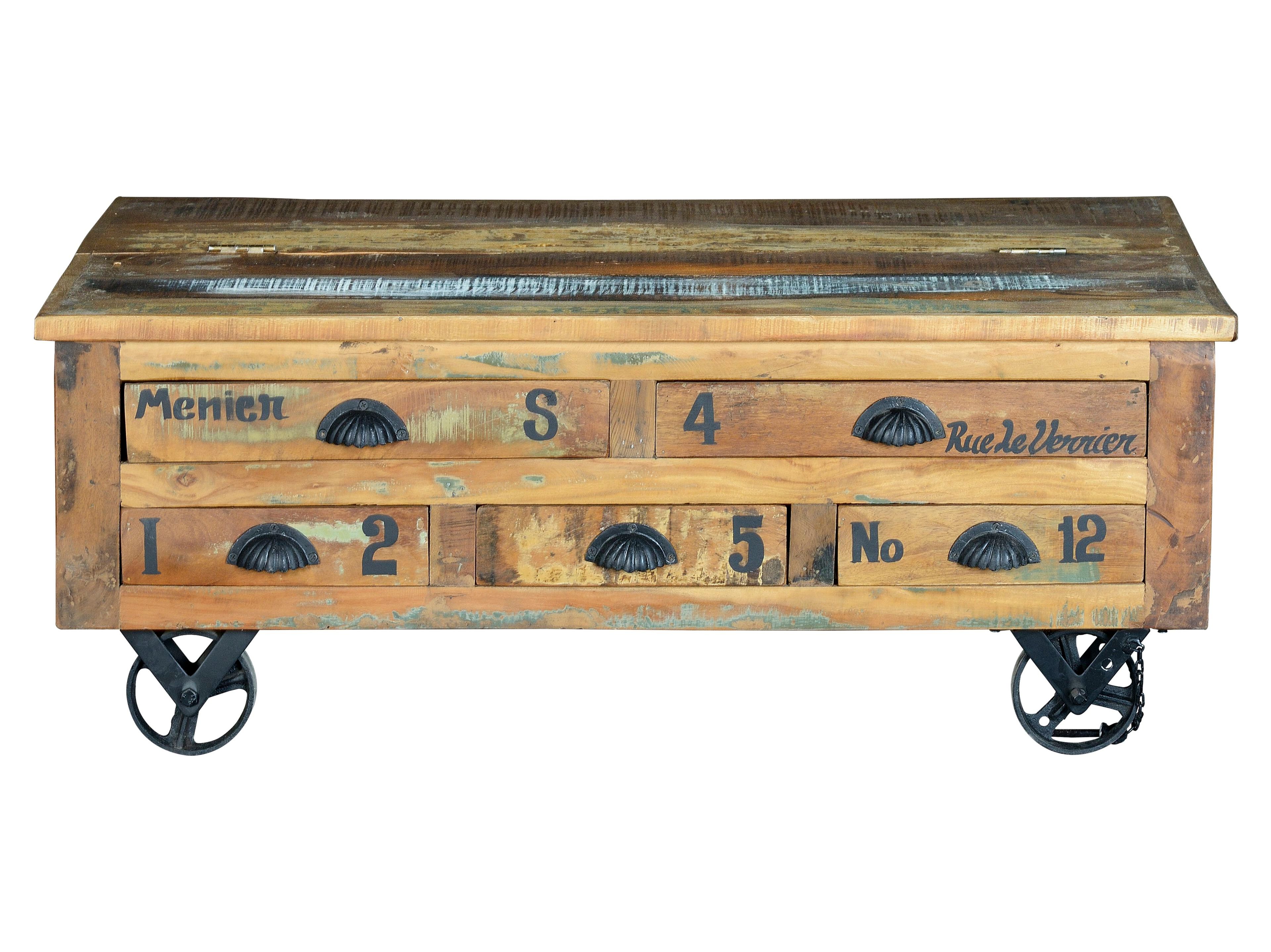 Деревянный прямоугольный журнальный столик с колесами Giner y Colomer Verrier ARCH-00130214