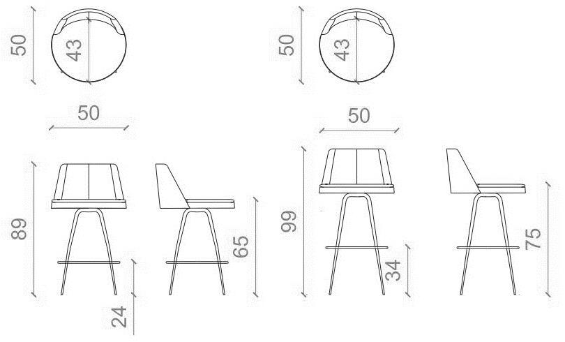 B&T Design Табурет из ткани с подставкой для ног sun-id-1469497 - Вид №3