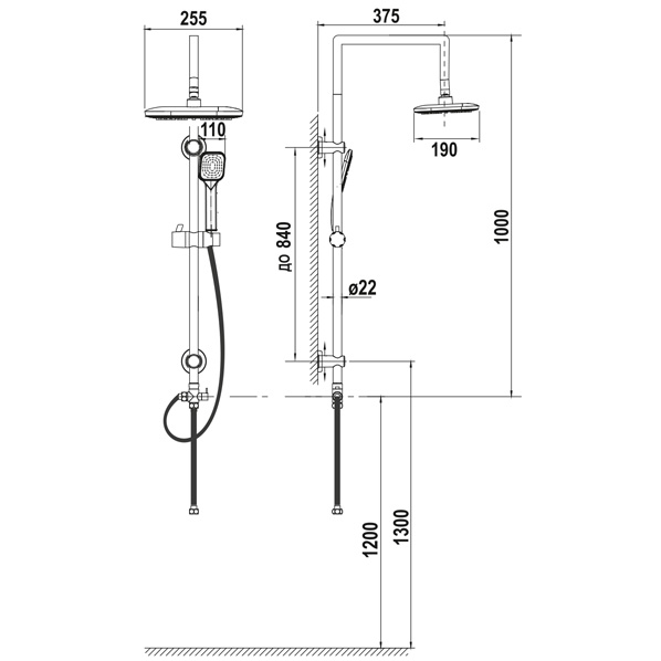 AGD 25.1208 B  Душевая колонна  ARGO kran agd251208b - Вид №1