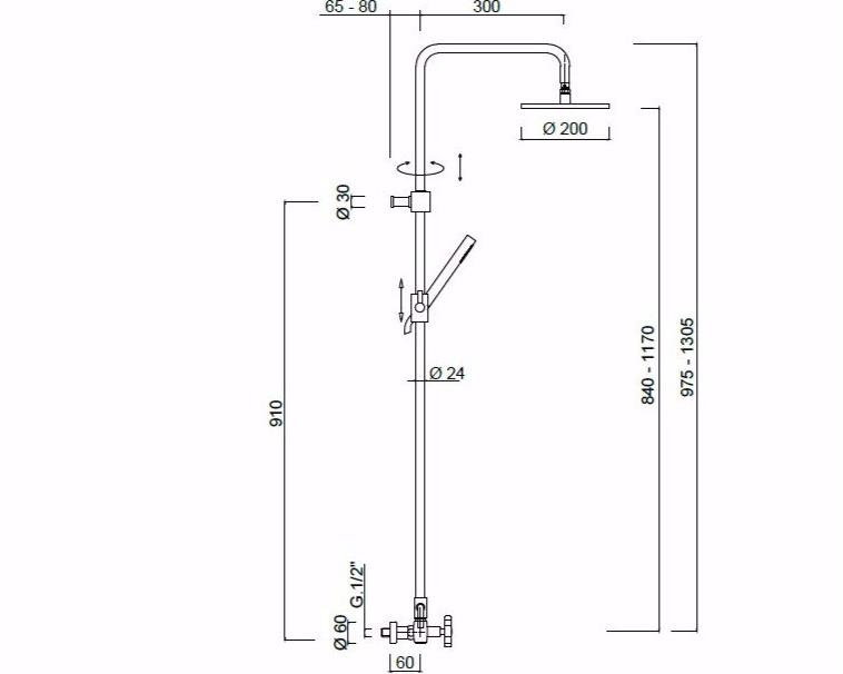 Rubinetteria Giulini Настенная душевая стойка с душевой лейкой Giò crystal - giò F3607wc-s/s - Вид №1