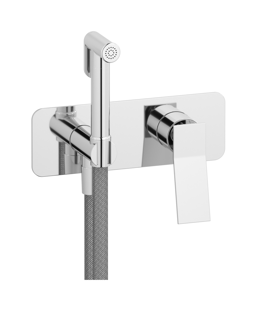 Внешние части гигенического душа со смесителем. WE ARE IB wa299ss Chrome Wave