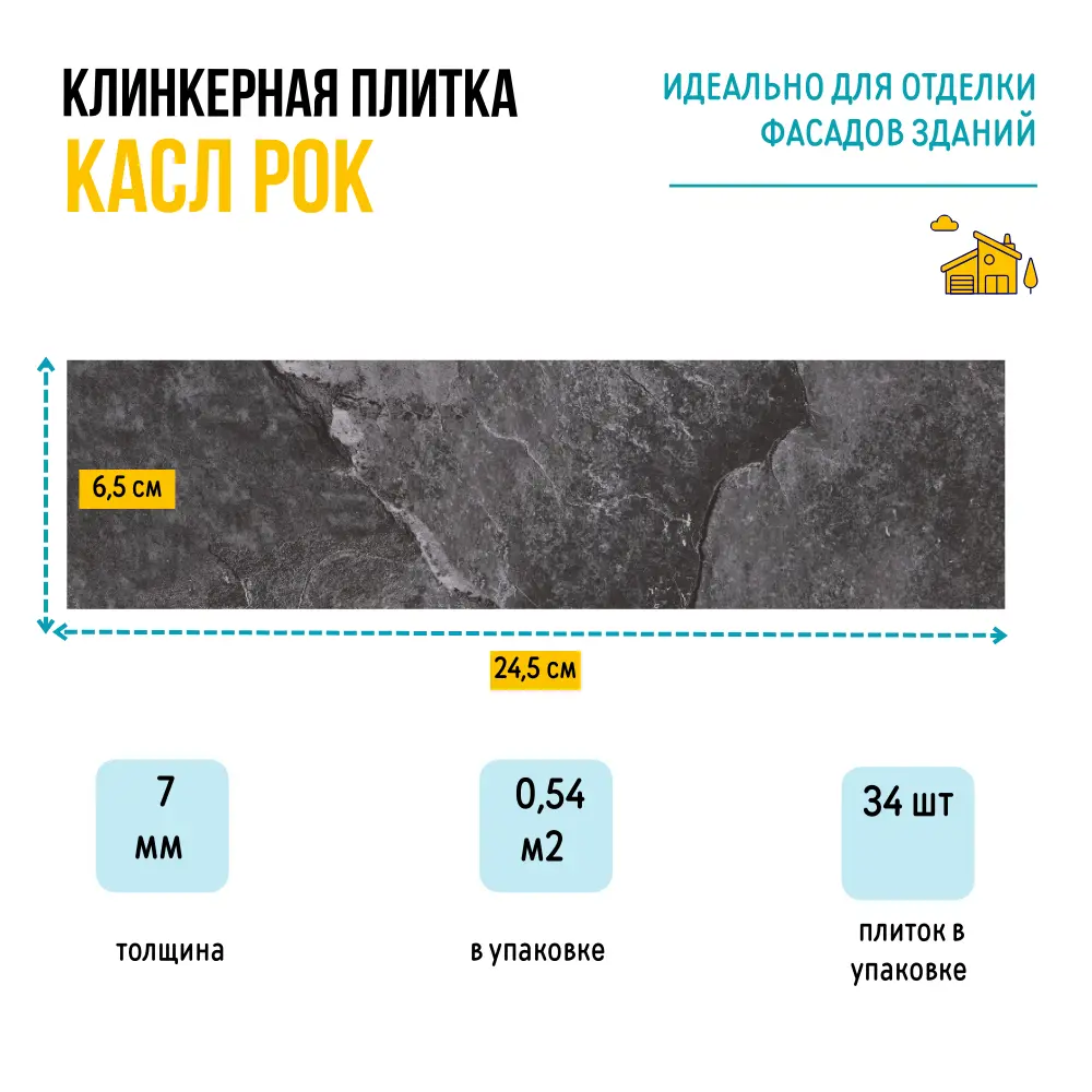 Плитка клинкерная Керамин Касл Рок 5 24.5x6.5 см 0.54 м² цвет графит 89412313 STLM-2030565 Нет - Вид №6