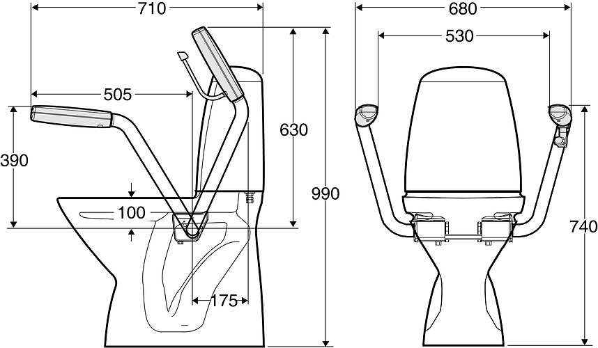 98221 IFO Support подлокотник для унитаза 98126, IFO Support подлокотник левый, держатель для туалетной бумаги в комплекте SIGN - Вид №3