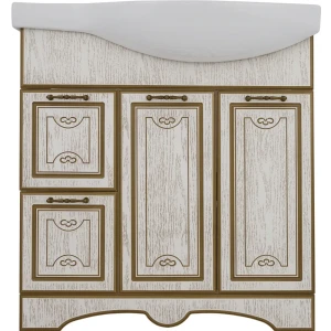 Тумба под раковину напольная «Луиза» 83 см цвет белое золото