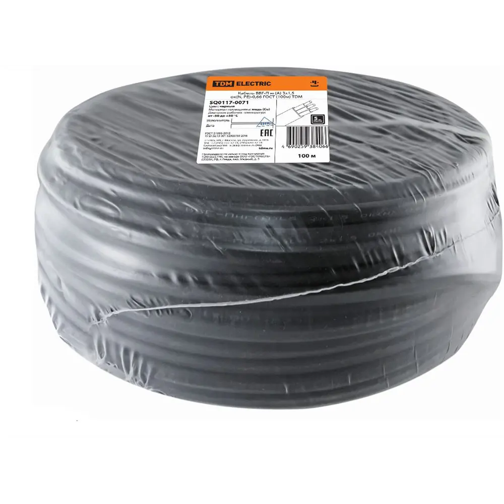 Кабель Tdm Electric ВВГпнг(A) 3x1.5 мм 100 м ГОСТ цвет черный STLM-2026626 - Вид №1