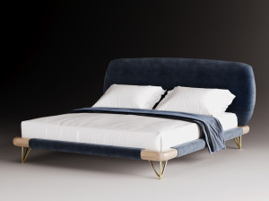 Двуспальная кровать с мягкой тканью