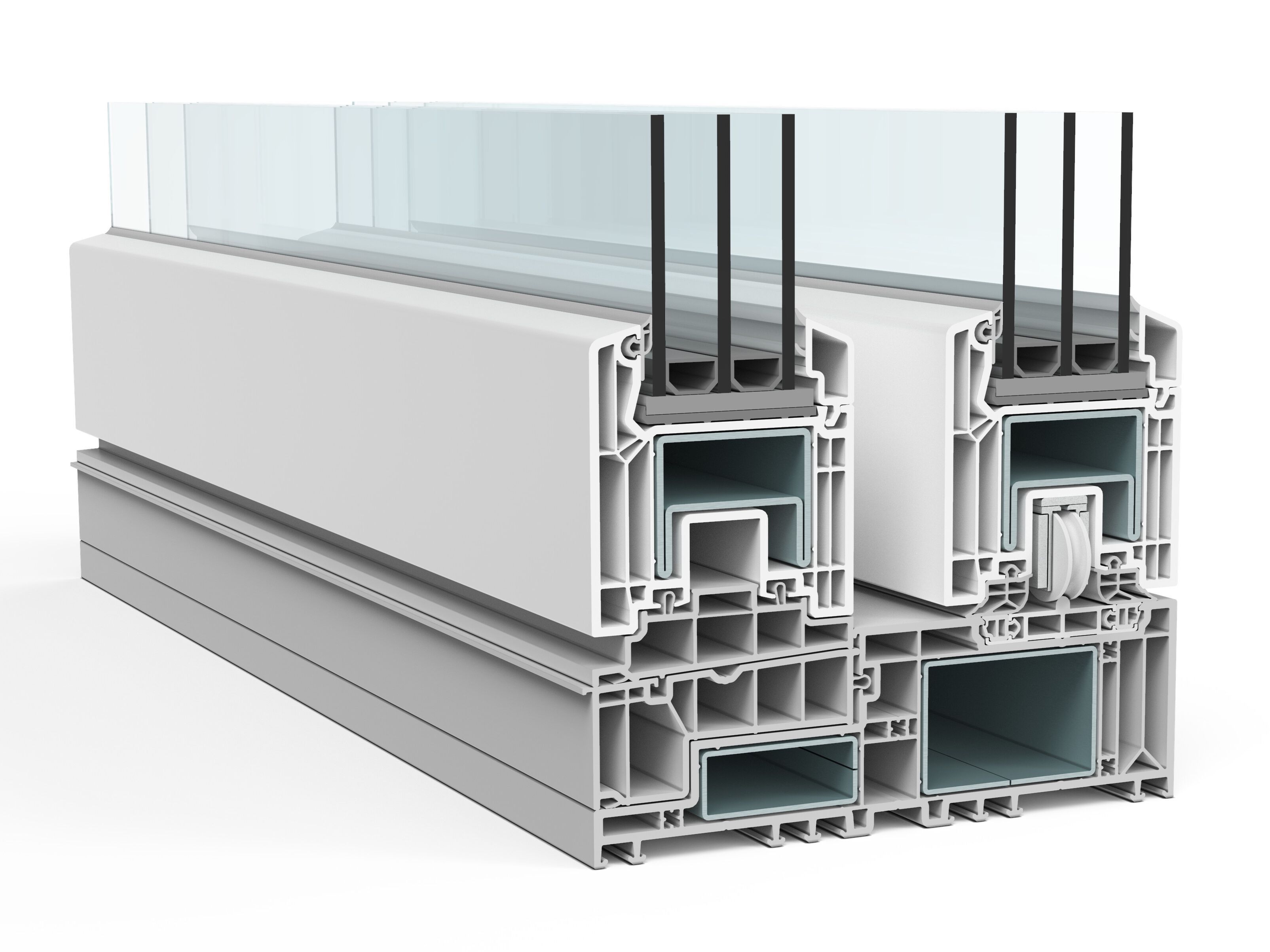 Копланарное раздвижное окно из ПВХ с тройным остеклением Veka VEKAMOTION 82 ARCH-00024433