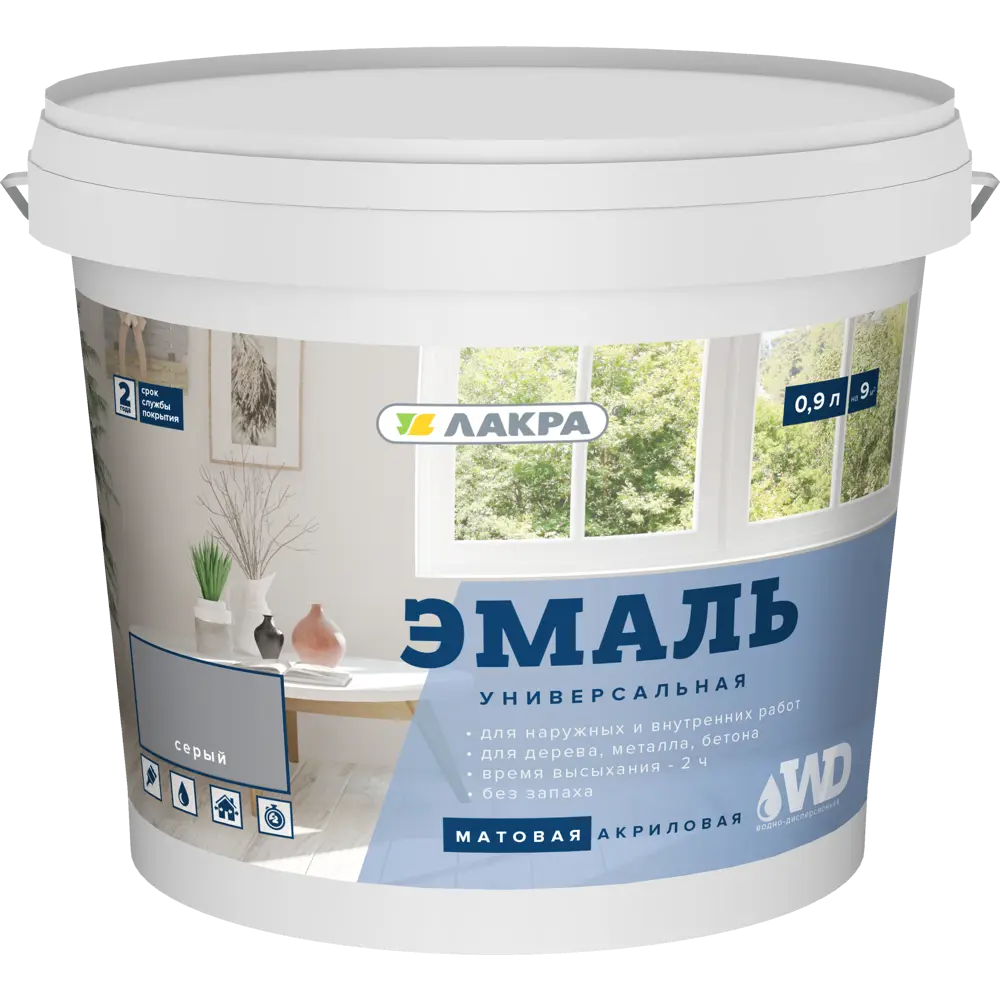 Эмаль акриловая матовая цвет серый 0.9 кг 83728112 STLM-2212129 ЛАКРА  - Вид №1