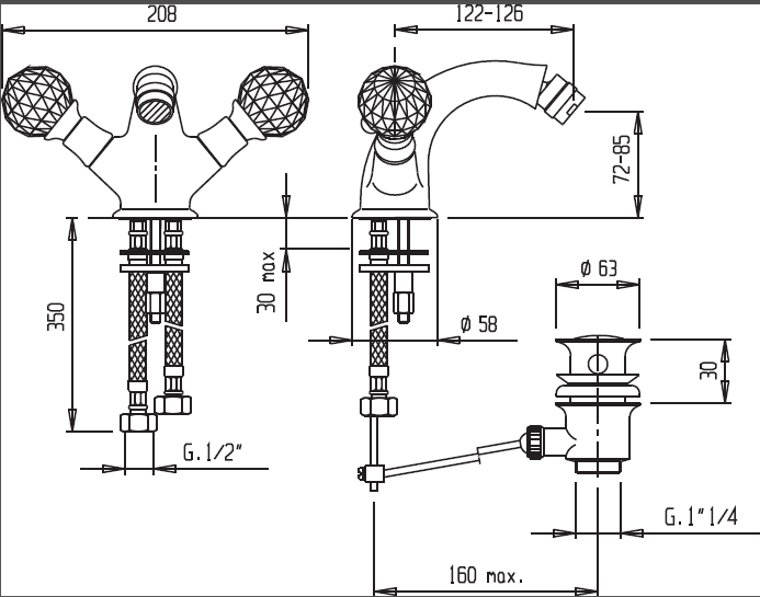 Смеситель для биде CEZARES ATLANTIS-BS1-01-Sw/M - Вид №1