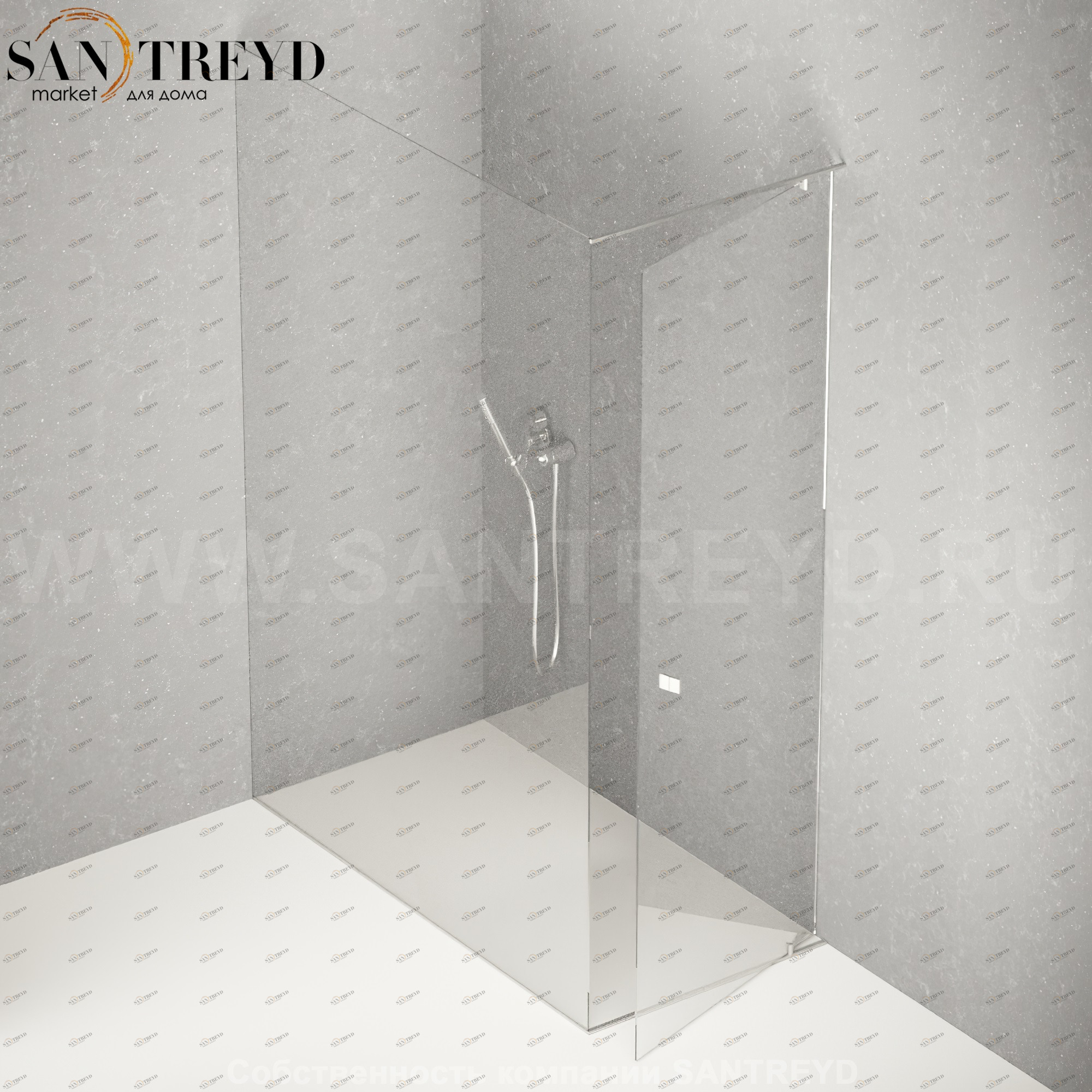 Душевое ограждение PLAN-A подрезаемое, стеклянная экстрапрозрачная перегородка с матовыми хромированными профилями. Размеры: длина от 70 до 100 см, глубина от 70 до 140 см Agape APLC7010070140ED