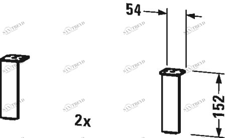 BR979309191 Ножка Brioso #BR9793 152 x 44 x 10 мм Серо-коричневый декор Duravit
