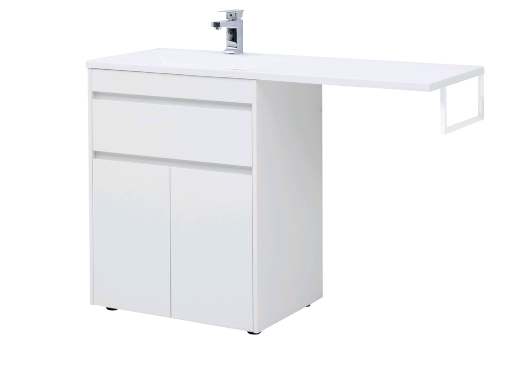 Тумба с раковиной Aquanet Токио 130 L белый (напольная, 1 ящик, 2 дверцы) 0023774600235501 - Вид №11