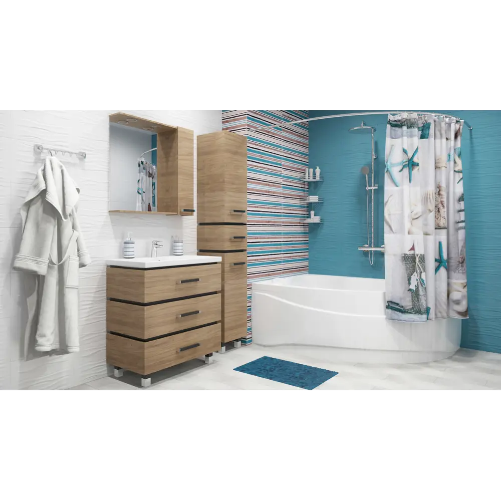 Тумба под раковину напольная «Торонто» 75 см, цвет швейцарский вяз SANFLOR STLM-2194358 - Вид №4