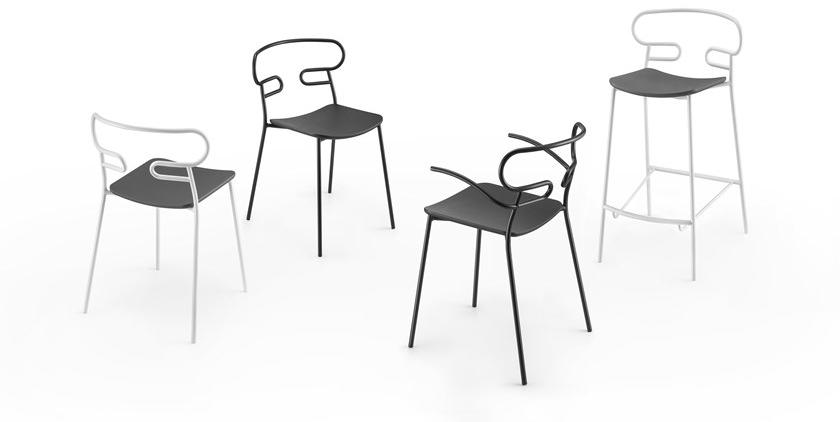 TrabA' Стул из металла и полиуретана с открытой спинкой Genoa 0047-met-pu - Вид №6