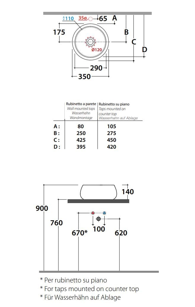 Керамическая раковина с одной столешницей Ceramica Globo чаши ARCH-00041083 - Вид №1