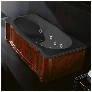 Ванна Gruppo treesse New Classic Young ATC-V674Q-SX-WO-C чёрная с гидромассажем аэромассажем и дезинфекцией прямоугольная левая дерево орех