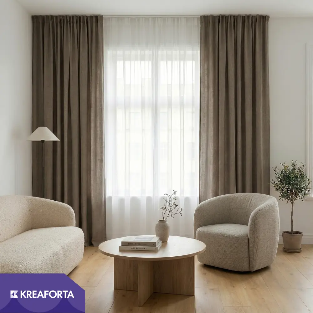 Штора на ленте со скрытыми петлями KREAFORTA Plaga 200x300 см цвет серо-коричневый STLM-2011045 - Вид №9