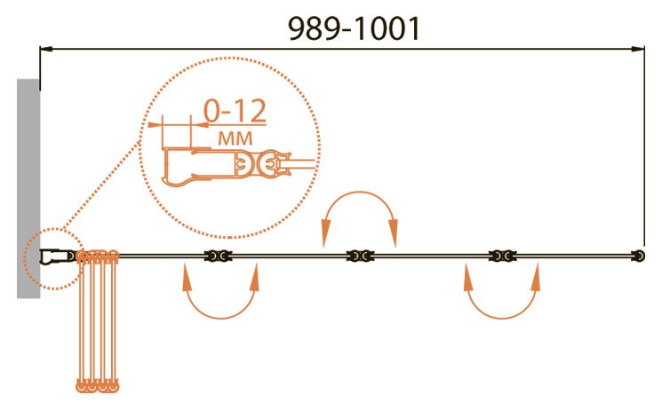 RELAX-V-4-100/140-C-Bi Душевое ограждения на борт вынны Cezares Китай - Вид №1