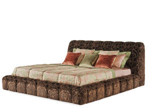 Двуспальная мягкая кровать из ткани