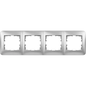 Рамка для розеток и выключателей Lezard Karina Life 4 поста горизонтальная цвет матовый серый