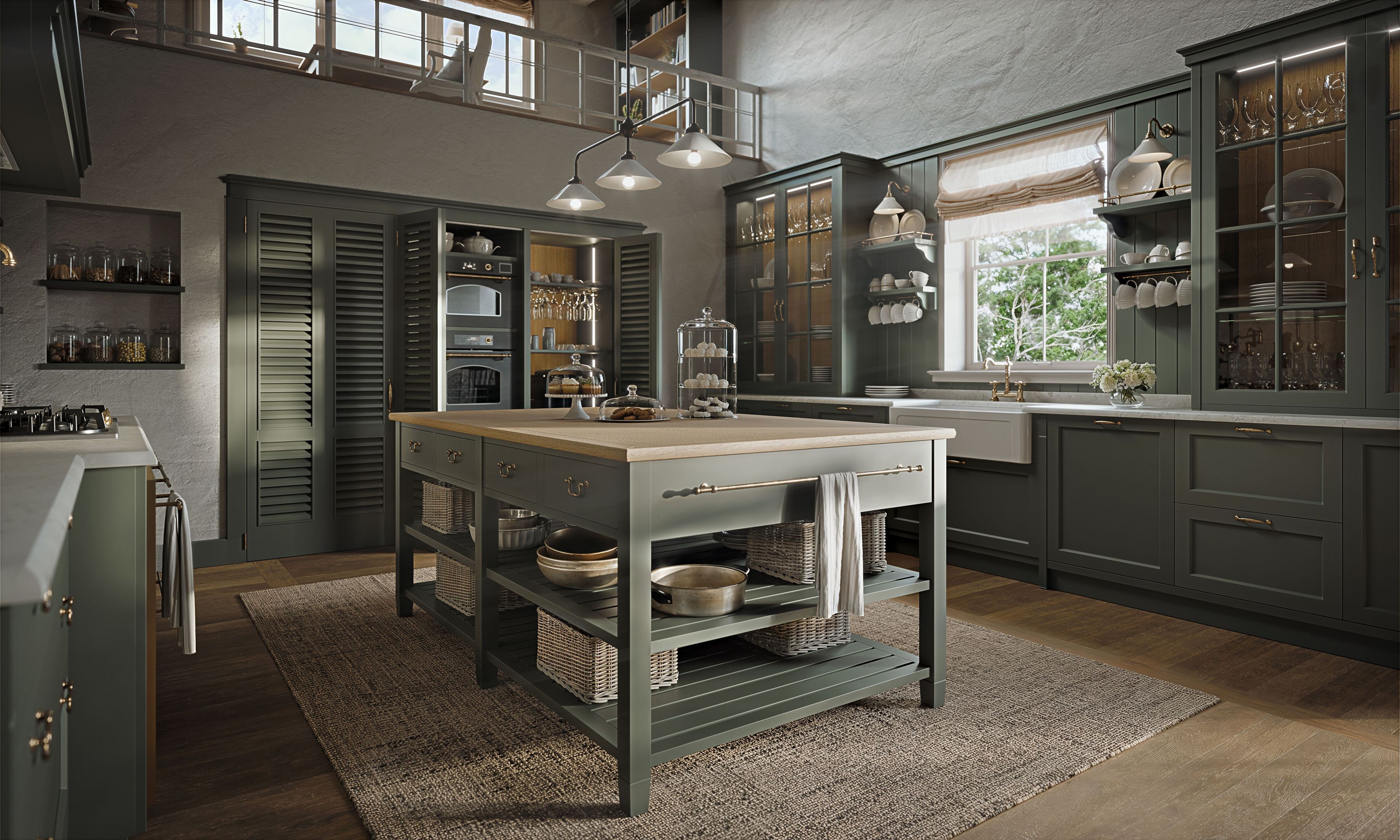 Лакированная деревянная кухня с ручками Marchi Cucine коттедж ARCH-00066962 - Вид №1