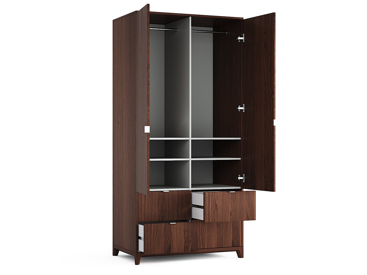 Шкаф двухдверный с ящиками дуб тобакко Case №4 THE IDEA  210401 Коричневый  - Вид №1