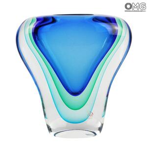 1699 ORIGINALMURANOGLASS Ваза Синяя кобра - соммерсо - муранское стекло 15 см