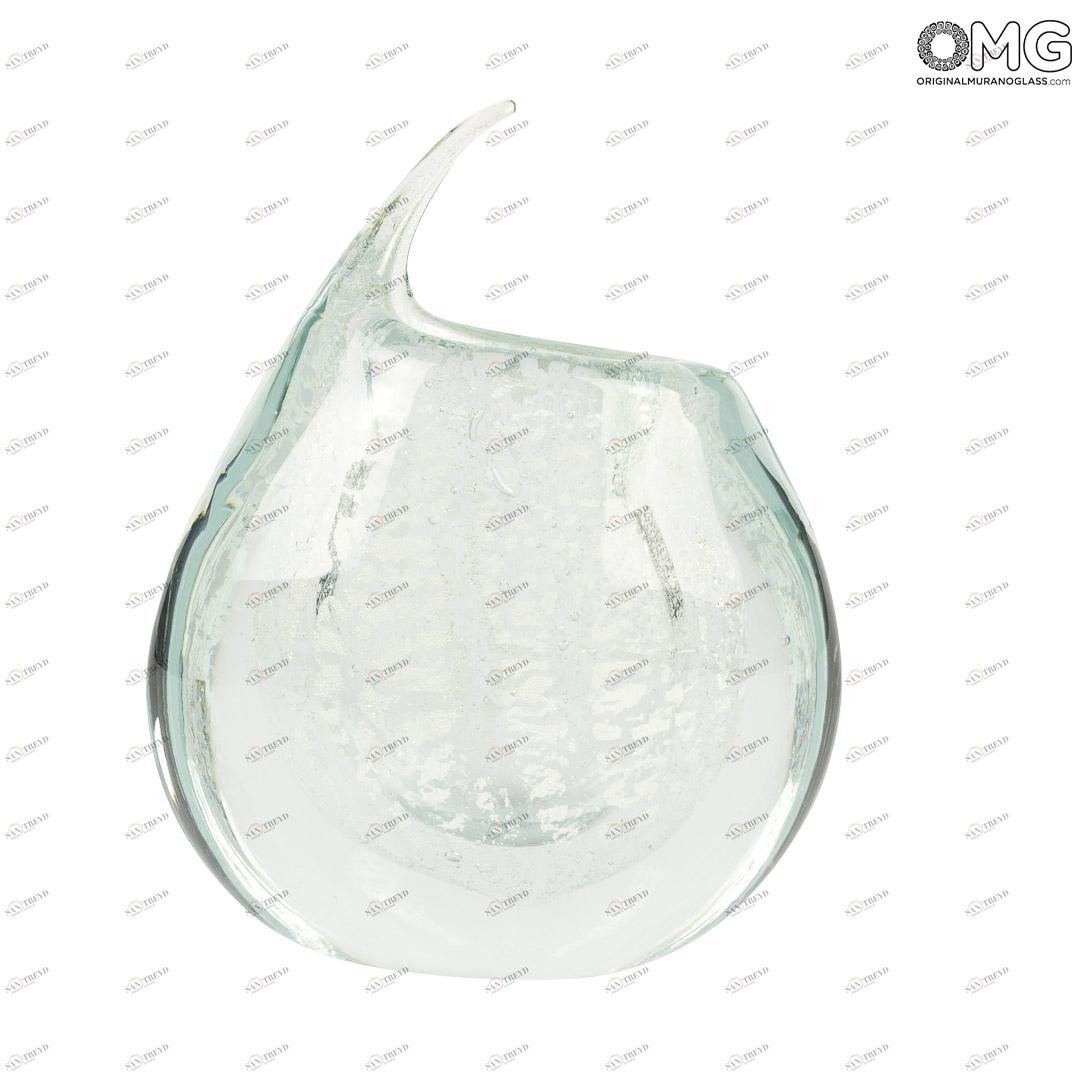 2875 ORIGINALMURANOGLASS Ваза Серебристый тигр - соммерсо - Original Murano Glass OMG 20 см 