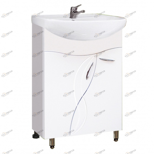 Тумба Елена Эрика 55 10770 с раков. ERICA ERI55 1 отв. белый (S-UM-ERI55/1/2) VAKO 232339