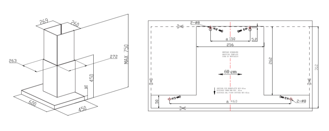 9168713 Вытяжка каминная Meferi SLIMBOX60BK LIGHT черный STDN-0053489 - Вид №14