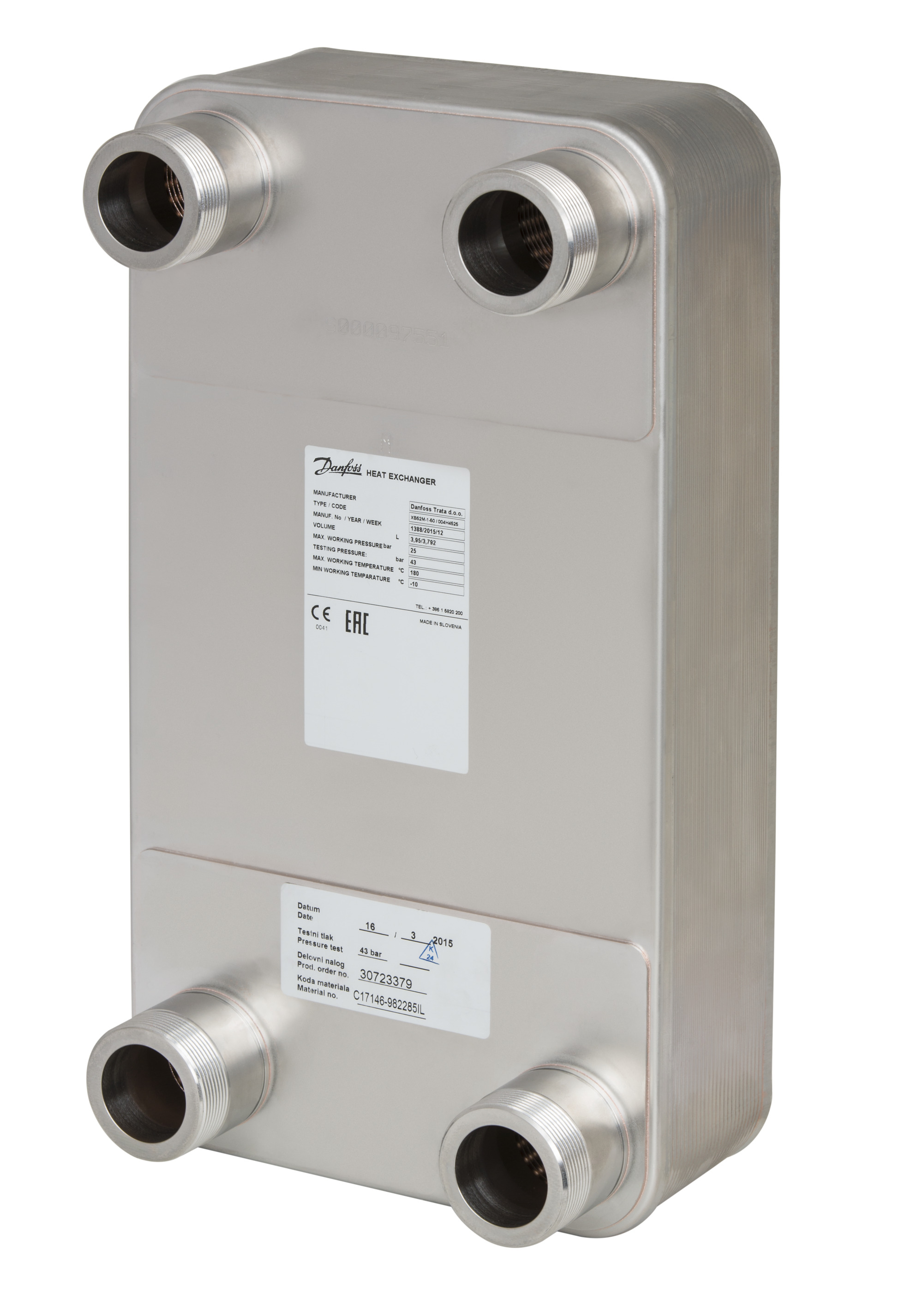 Danfoss Паяный пластинчатый теплообменник серии XB52M XB 52M-1-40 PN25 паяный ТО G2 004H4524  - Вид №6