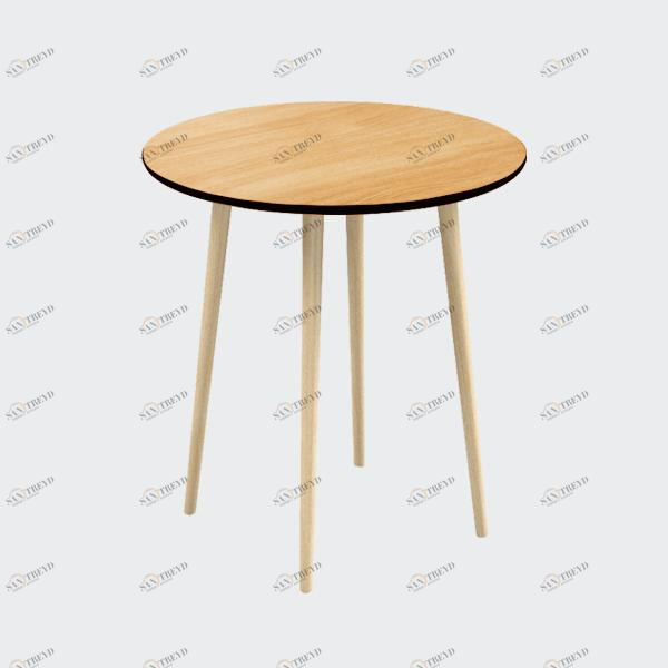 Обеденный стол круглый с деревянными ножками 70 см с черным кантом "Спутник" WOODI  00-3966018 Беленый дуб;бежевый 