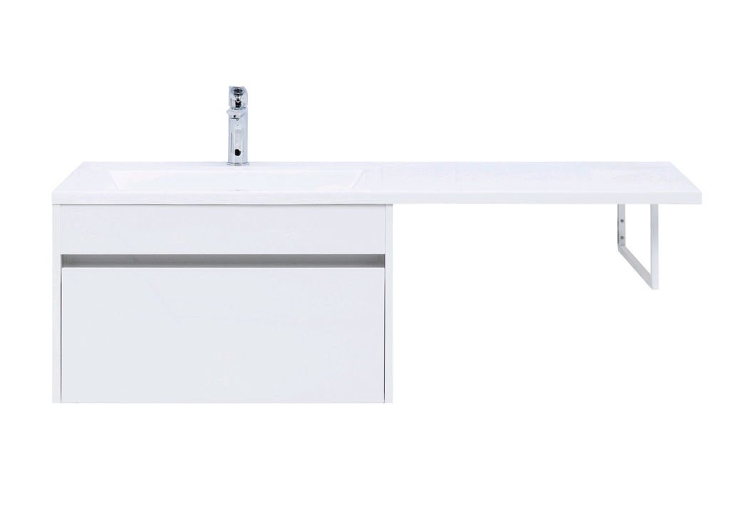 Тумба с раковиной Aquanet Токио 130 L белый (подвесная, 1 ящик) 0023691700235501 - Вид №9