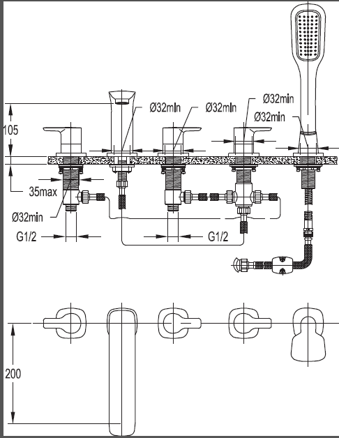 Смеситель на борт ванны Cezares TESORO-F-BVD5-01 - Вид №1