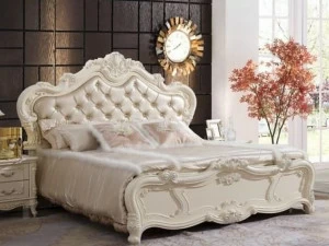 Arrediorg.it® Кровать King size из дерева с тафтинговым изголовьем Bella 976