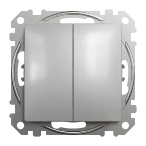 Переключатель проходной Systeme Electric Sedna 2 клавиши, цвет алюминий 84830151 STLM-2111465