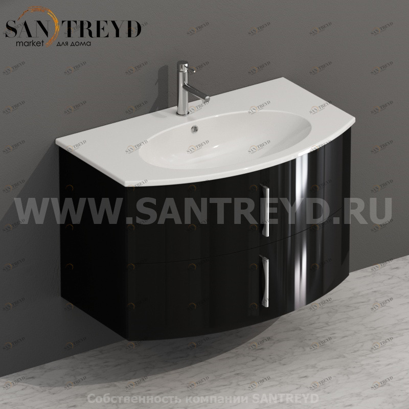 MDMC80Y102 Тумба с двумя ящиками 78 см черная Globo 4ALL Италия Ceramica Globo