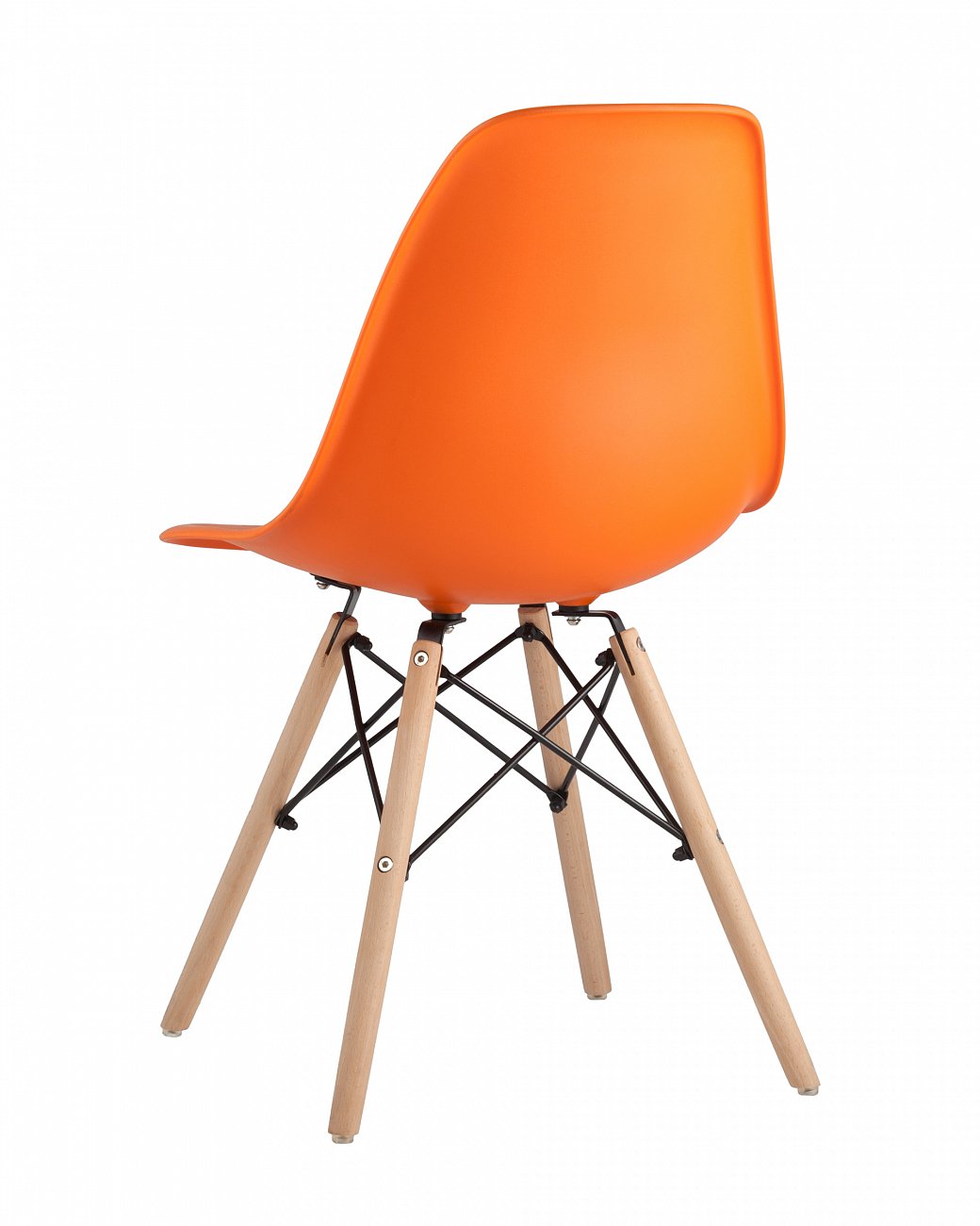 Стул со спинкой оранжевый с деревянными ножками Eames EAMES ДИЗАЙНЕРСКИЕ, EAMES DSW 00-3882010 Оранжевый  - Вид №3