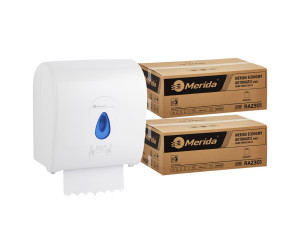 PROMO10 TOP синий механический диспенсер для полотенец за 100 злотых нетто при покупке 2 коробок полотенец ECONOMY AUTOMATIC RAZ301 (12 x 250 м = 3000 м, 12 500 листов) Merida