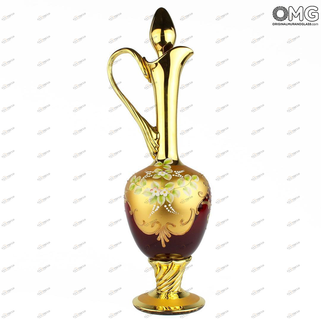 3394 ORIGINALMURANOGLASS Красный графин Trefuochi - муранское стекло OMG  см 