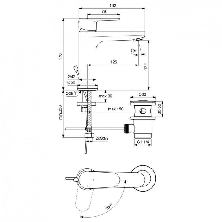 BC702AA Смеситель для раковины CERAFINE MODEL O Ideal Standard CERAFINE O - Вид №1