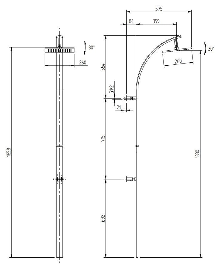 Настенная душевая колонна с душем Zazzeri ARCH-00006304 - Вид №1