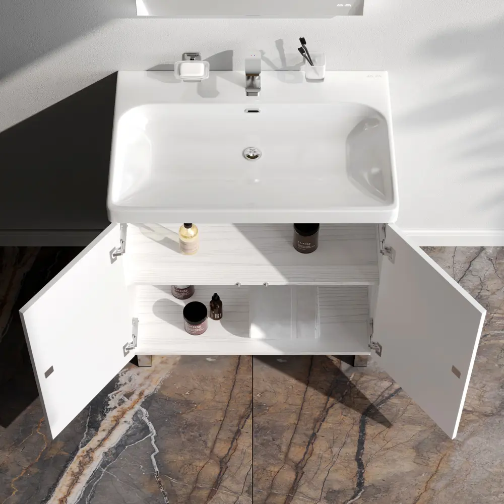 Тумба AM.PM Stern для ванной с раковиной 75 см белый/дерево 89430352 STLM-1571261 - Вид №2