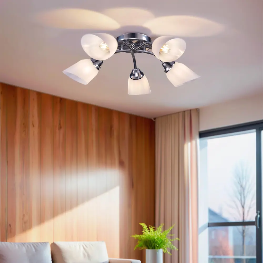 Люстра потолочная Жанр 5 ламп 15 м² цвет серебристый/белый РОССВЕТ STLM-2115886 - Вид №8