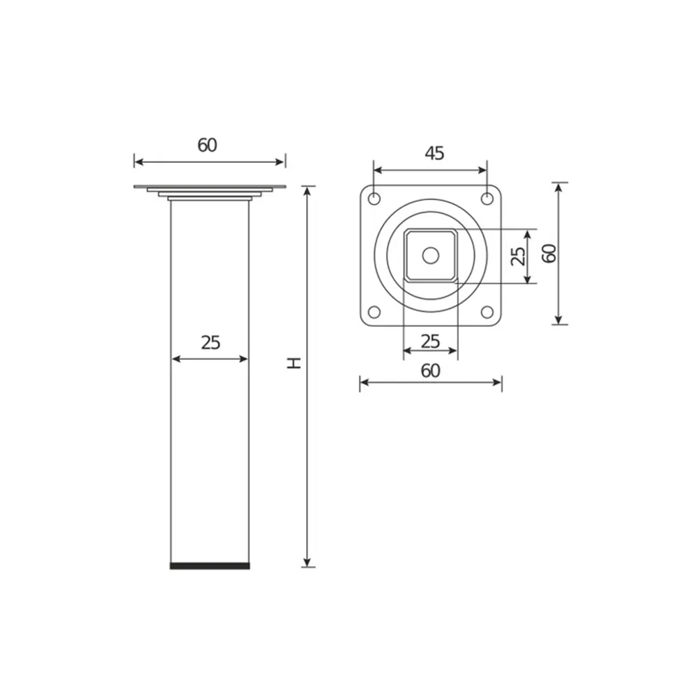 Ножка для мебели круглая 100x25x25 мм сталь бронза 89403606 STLM-2144852 Santreyd  - Вид №2