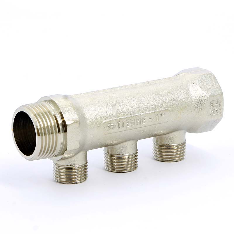 Коллектор НВ 1" никелированный TIEMME 3 выхода 1/2"Н 36мм 1910032 - Вид №1