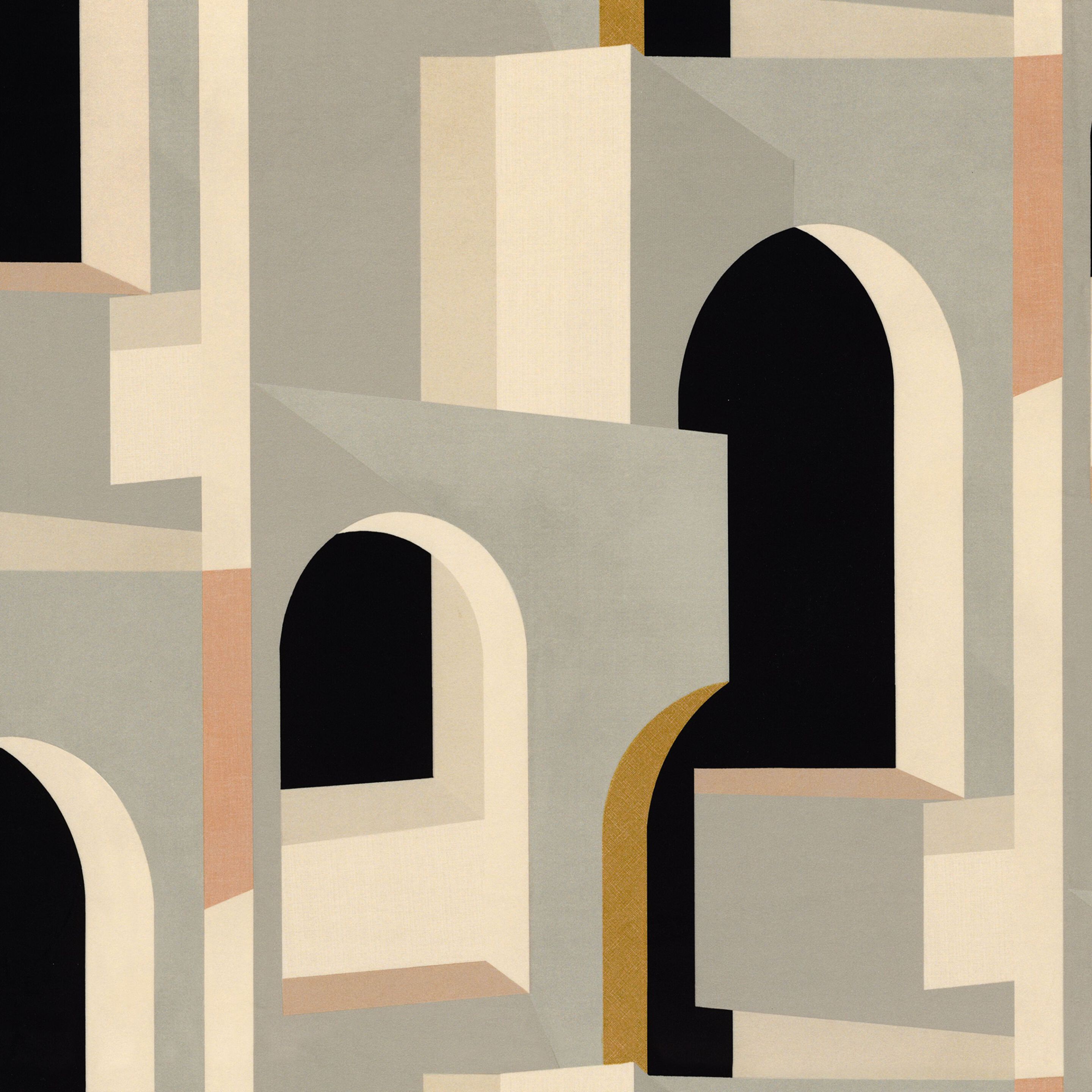 Матовая моющаяся полиэфирная ткань с графическим рисунком Casamance Prodige ARCH-00010422 - Вид №1