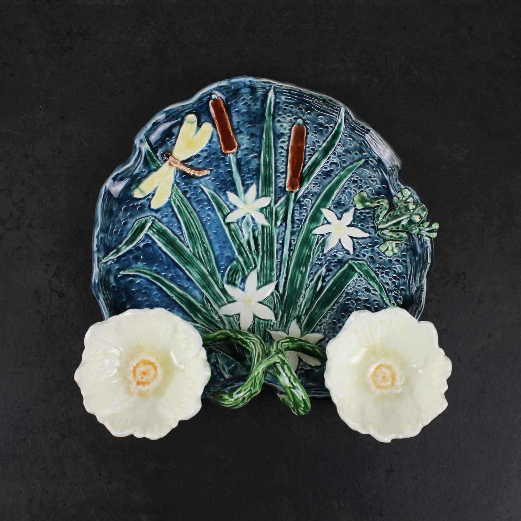 Блюдо для закусок (с двумя кувшинками) Голубой PROVANSFAIENCE sun-id-994603 - Вид №6