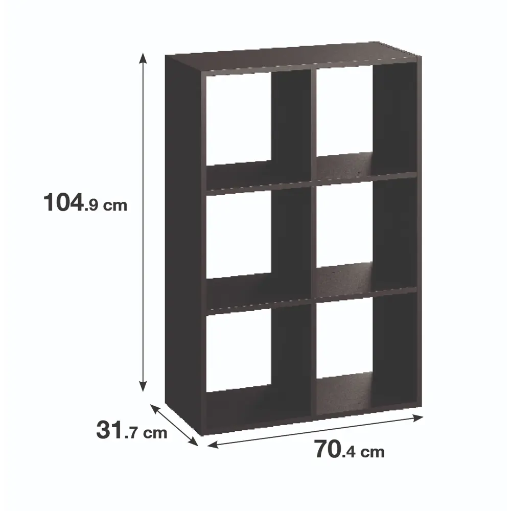 Стеллаж Spaceo KUB 6 секций 70x104x31.5 см ЛДСП цвет графит 82731874 STLM-2029627  - Вид №1
