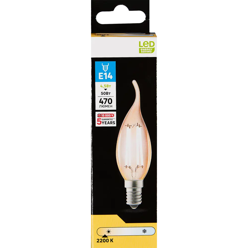 Лампочка филаментная E14 4.5 Вт теплый белый свет 470 лм Santreyd STLM-2110043 - Вид №3